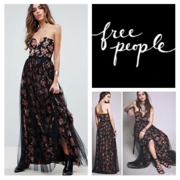 Rare Free People Dare to Dream Tulle Gown Floral Maxi Dress - Picture 3 of 11